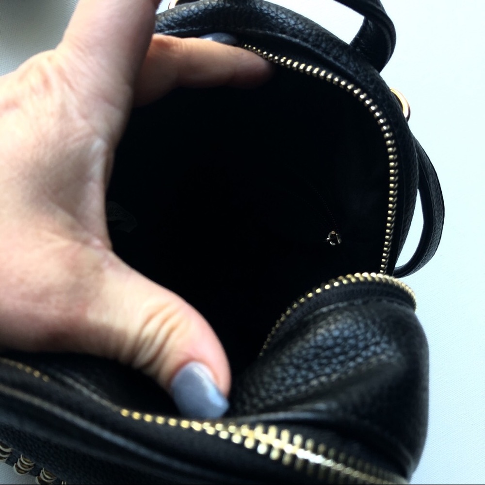 Black Vegan leather Mini backpack gold studs - Picture 7 of 8